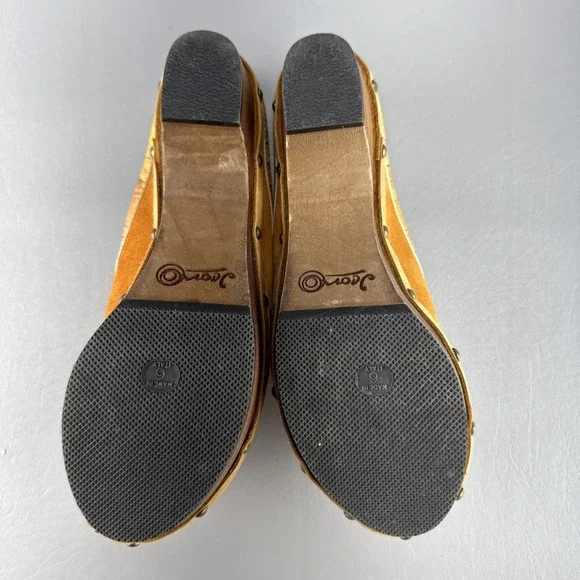 Icon Wearable Art Womens 6 Clogs Mules Clog Wedge Floral Boho Sun Flower Studded - Picture 9 of 12